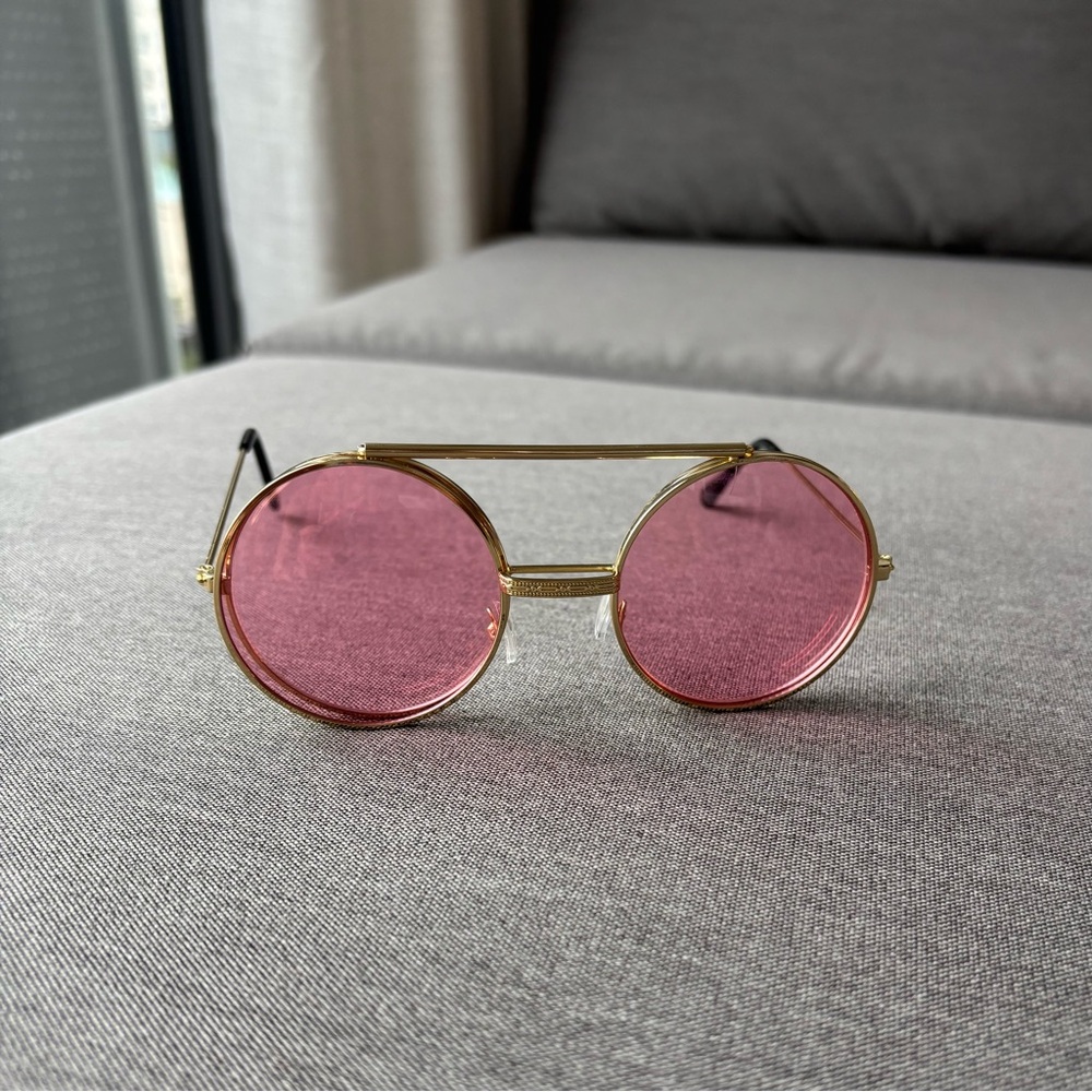 Round Pink Festival/Rave Flip-Up Sunglasses